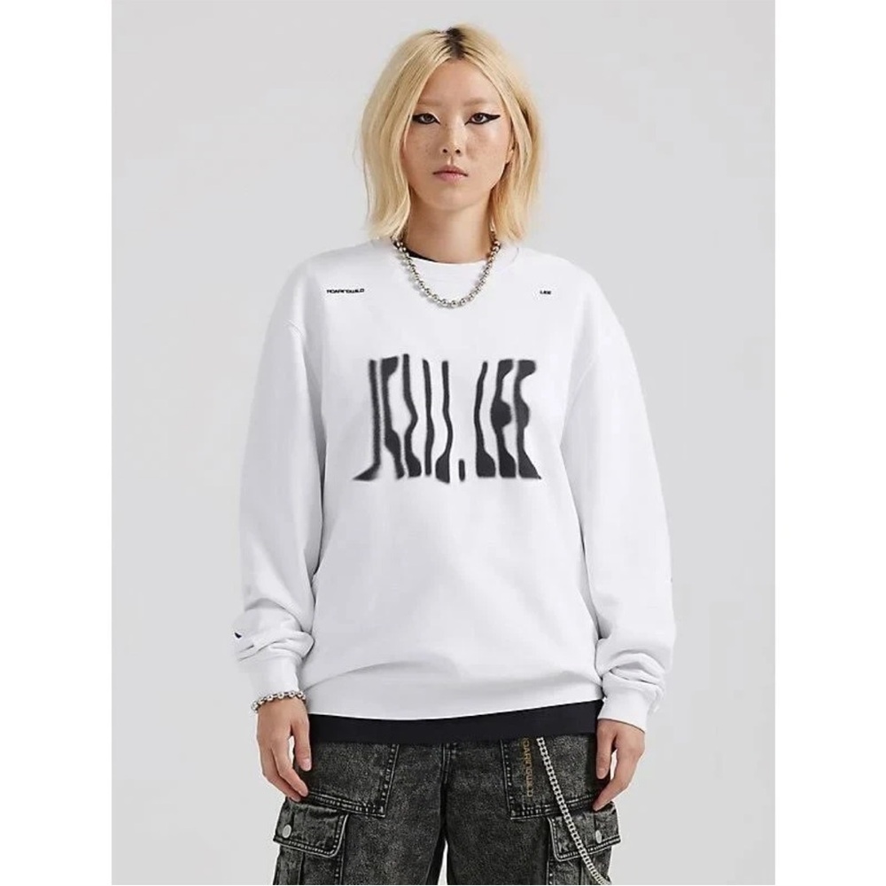 Lee X Roaringwild White Graphic Unisex Crewneck Sweatshirt‎ / SZ L